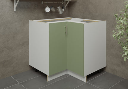 JD Greta Kitchen Adjustable 900mm Corner Base Cabinet - Sage Green Matt