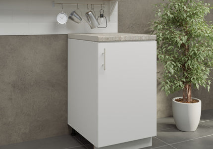 JD Greta Adjustable Kitchen Base Unit 500mm - White Matt (With Worktop)