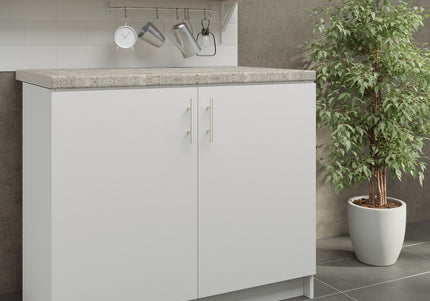 JD Greta NOT Adjustable Kitchen Base Unit 1000mm - White Matt (With Worktop)