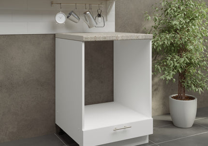 JD Greta Adjustable Legs Kitchen Oven Unit 600mm - White Matt (With Worktop)