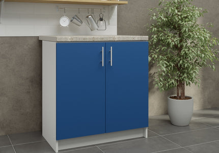 JD Greta Fixed Height Kitchen Base Unit 800mm - Navy Matt With Worktop