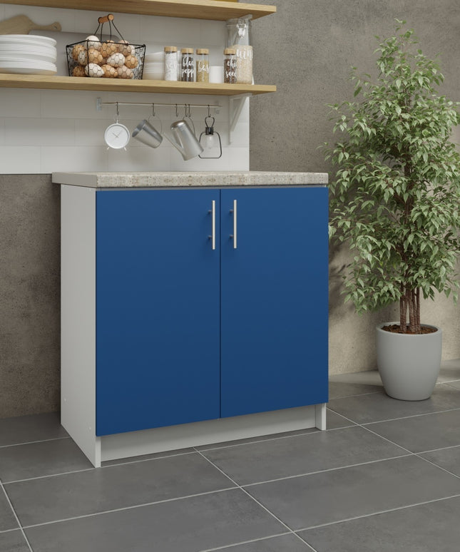 JD Greta Fixed Height Kitchen Base Unit 800mm - Navy Matt With Worktop