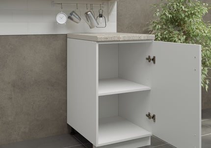 JD Greta Adjustable Kitchen Base Unit 500mm - White Matt (With Worktop)