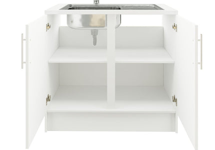 JD Greta 1000mm Utility Sink Unit With Tap Kitchen Base Cabinet - White Gloss