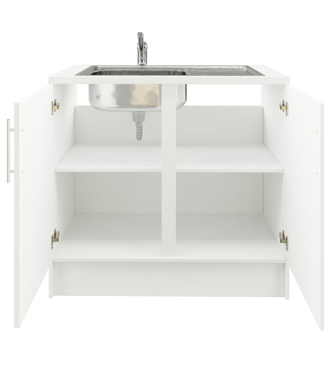 JD Greta 1000mm Utility Sink Unit With Tap Kitchen Base Cabinet - White Gloss