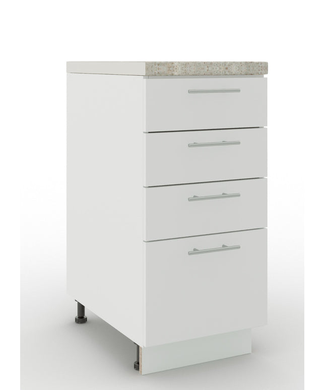 JD Greta Adjustable Legs Kitchen Drawer Unit 400mm - White Matt (With Worktop)