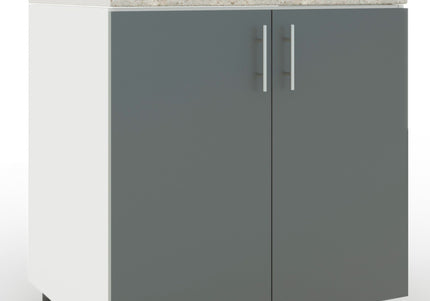 JD Greta Adjustable Legs Kitchen Sink Unit 800mm  - Grey Matt with Worktop