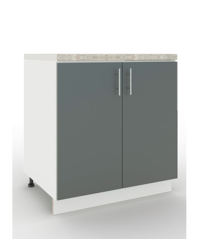 JD Greta Adjustable Legs Kitchen Sink Unit 800mm  - Grey Matt with Worktop