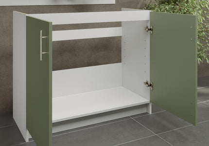 JD Greta Kitchen Fixed Height 1000mm Sink Base Cabinet - Sage Green Matt