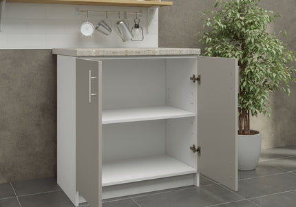 JD Greta Fixed Height Kitchen Base Unit 800mm - Cashmere Matt With Worktop