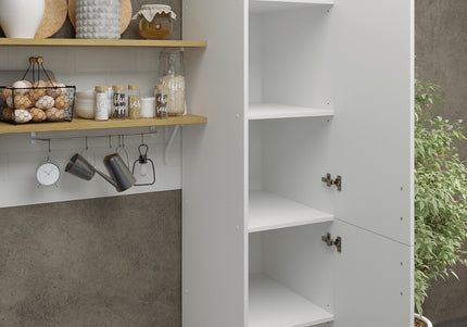 JD Greta NOT Adjustable Kitchen Tall Larder Unit 400mm - White Gloss