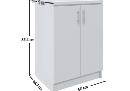 JD Greta Fixed Height Kitchen Base Unit 600mm - Sage Green Matt With Worktop