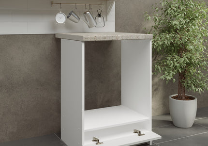 JD Greta NOT Adjustable Kitchen Oven Unit 600mm - White Gloss (With Worktop)