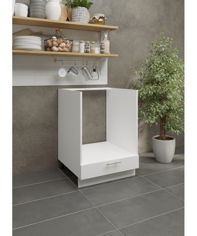 JD Greta Adjustable Legs Kitchen Oven Unit 600mm - White Matt