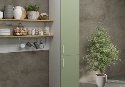JD Greta Kitchen Fixed Height 400mm Tall Larder Unit - Sage Green Matt