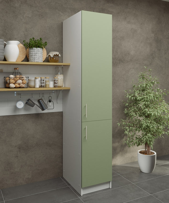 JD Greta Kitchen Fixed Height 400mm Tall Larder Unit - Sage Green Matt