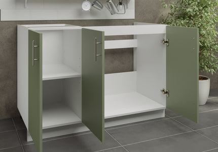 JD Greta Kitchen Adjustable 1200mm Sink Base Cabinet - Sage Green Matt