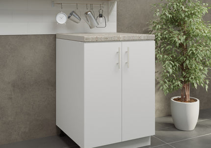 JD Greta Adjustable Kitchen Base Unit 600mm - White Matt (With Worktop)