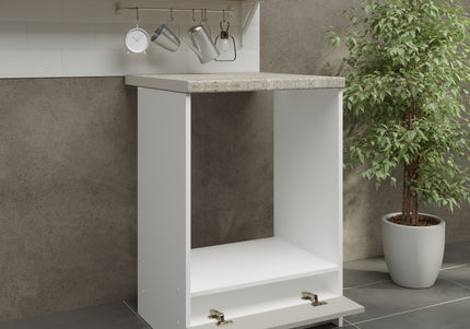 JD Greta Kitchen Fixed Height 600mm Oven Cabinet - Cashmere Matt With Worktop