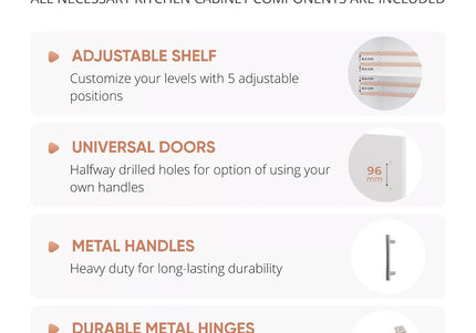 JD Greta NOT Adjustable Kitchen Tall Larder Unit 400mm - White Gloss