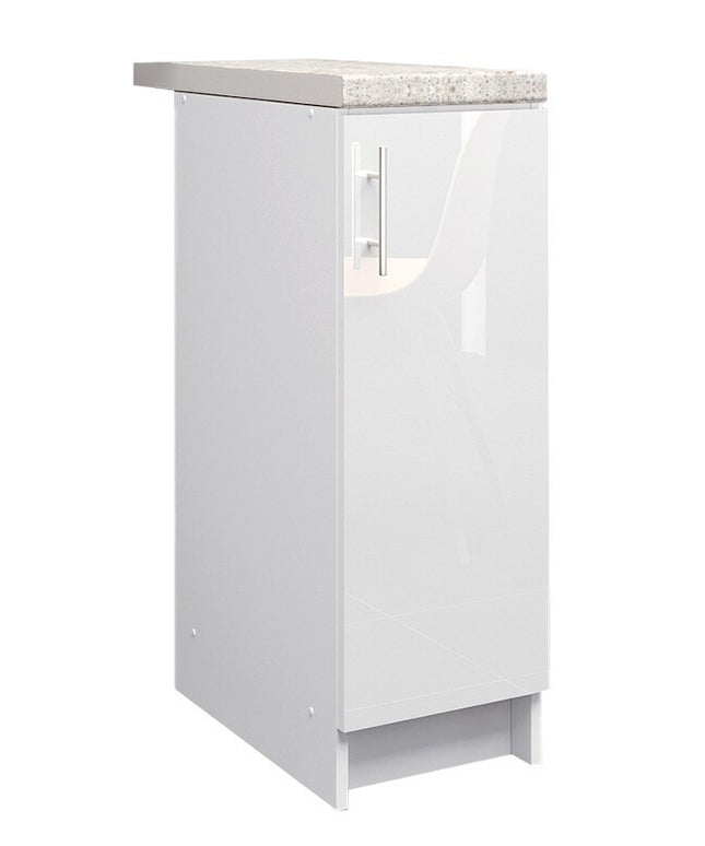 JD Greta NOT Adjustable Kitchen Base Unit 300mm - White Gloss (With Worktop)