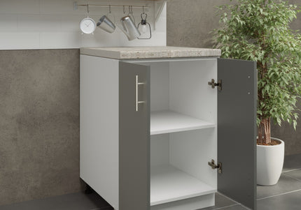 JD Greta Adjustable Kitchen Base Unit 600mm - Grey Matt (With Worktop)