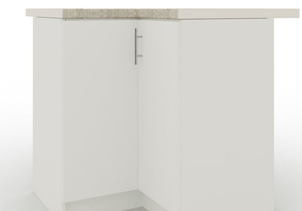 JD Greta NOT Adjustable Kitchen Base Corner Unit - White Matt With Worktop