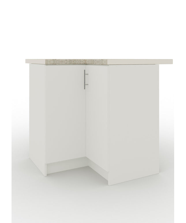 JD Greta NOT Adjustable Kitchen Base Corner Unit - White Matt With Worktop