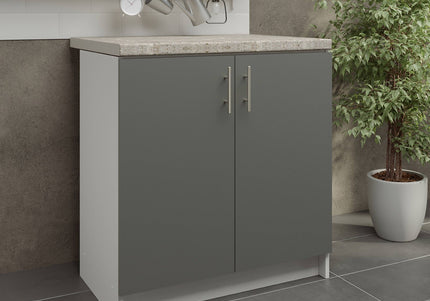 JD Greta Kitchen Sink Unit Fixed Height 800mm Cabinet – Grey Matt With Worktop