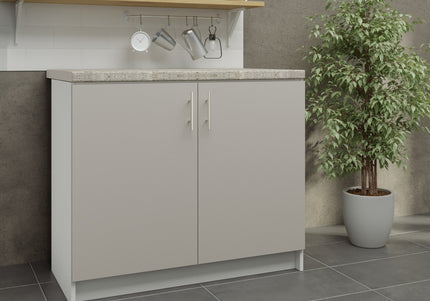 JD Greta Fixed Height Kitchen Base Unit 1000mm - Cashmere Matt With Worktop