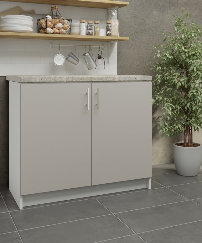 JD Greta Fixed Height Kitchen Base Unit 1000mm - Cashmere Matt With Worktop