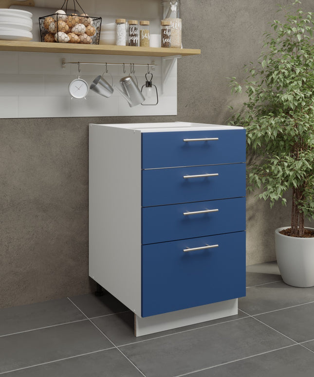 JD Greta Kitchen Adjustable 500mm Base Drawer Cabinet - Navy Matt