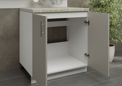 JD Greta Kitchen Adjustable 800mm Sink Cabinet - Cashmere Matt with Worktop
