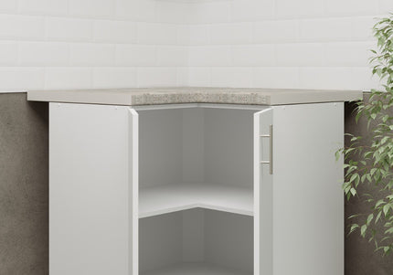 JD Greta NOT Adjustable Kitchen Base Corner Unit - White Matt With Worktop