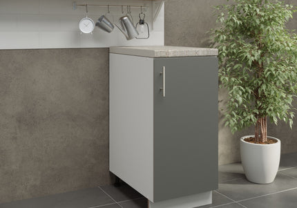 JD Greta Adjustable Kitchen Base Unit 400mm - Grey Matt (With Worktop)