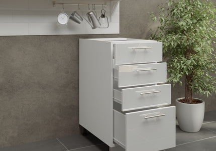 JD Greta Adjustable Legs Kitchen Drawer Unit 400mm - White Gloss