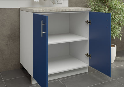 JD Greta Kitchen Adjustable 800mm Base Cabinet - Navy Matt with Worktop