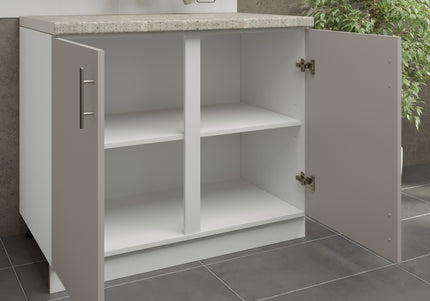 JD Greta Kitchen Adjustable 1000mm Base Cabinet - Cashmere Matt with Worktop