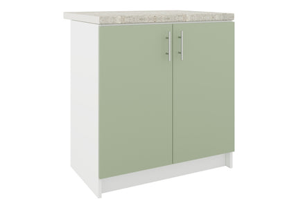 JD Greta Fixed Height Kitchen Base Unit 800mm - Sage Green Matt With Worktop
