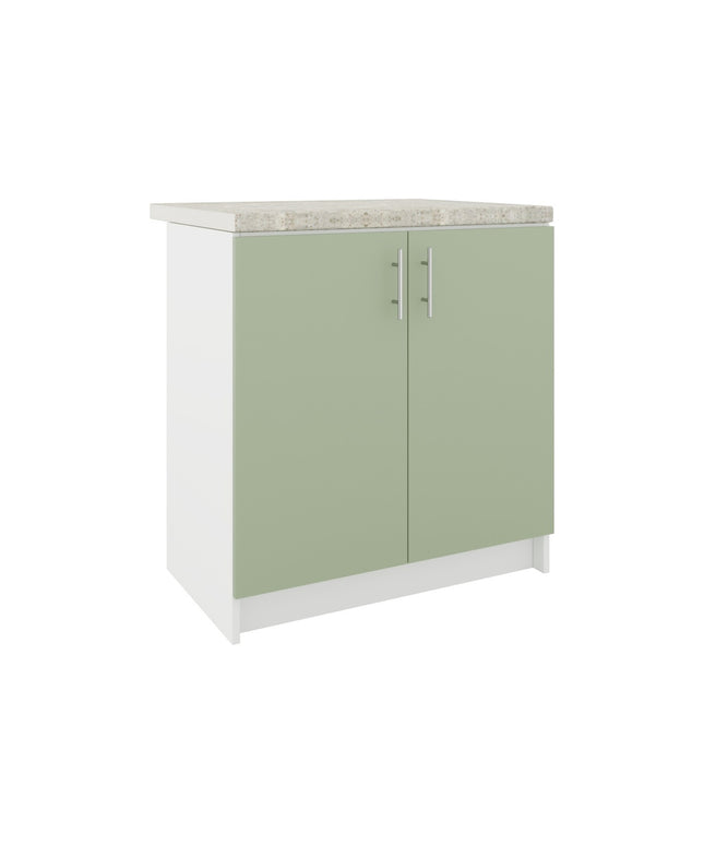 JD Greta Fixed Height Kitchen Base Unit 800mm - Sage Green Matt With Worktop