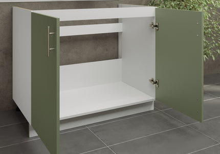 JD Greta Kitchen Adjustable 1000mm Sink Base Cabinet - Sage Green Matt