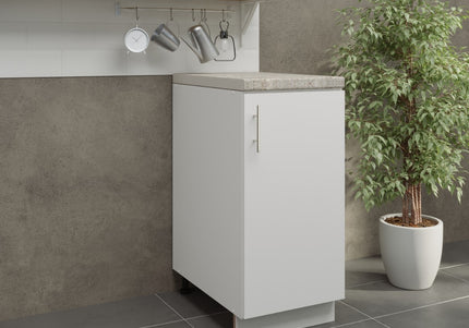 JD Greta Adjustable Kitchen Base Unit 400mm - White Matt (With Worktop)