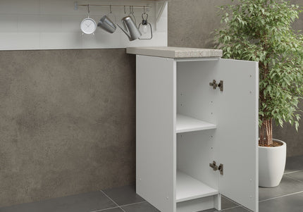 JD Greta NOT Adjustable Kitchen Base Unit 300mm - White Matt (With Worktop)