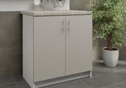 JD Greta Kitchen Fixed Height 800mm Sink Cabinet - Cashmere Matt With Worktop