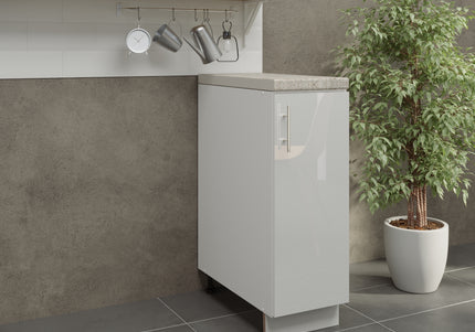 JD Greta Adjustable Kitchen Base Unit 300mm - White Gloss (With Worktop)