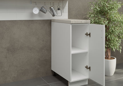 JD Greta Adjustable Kitchen Base Unit 300mm - White Gloss (With Worktop)