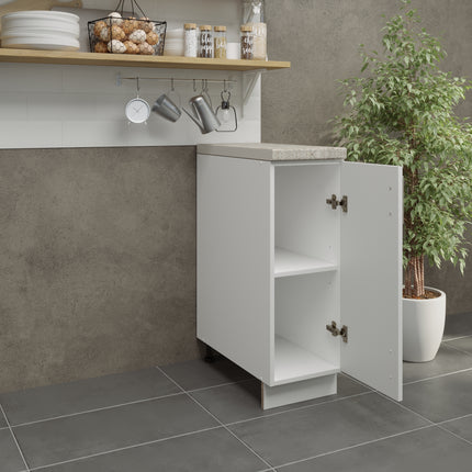 JD Greta Adjustable Kitchen Base Unit 300mm - White Matt (With Worktop)