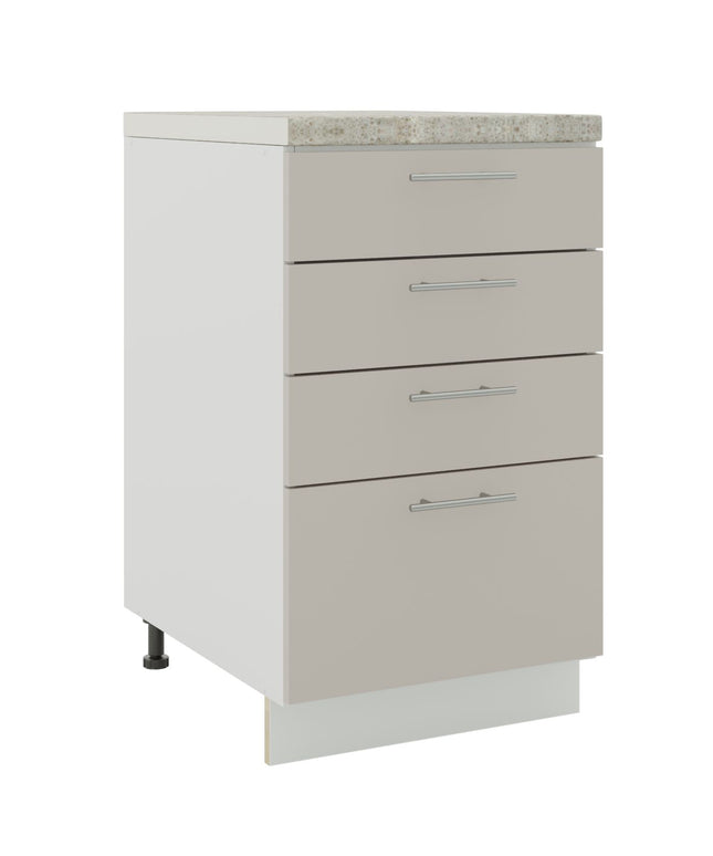 JD Greta Kitchen Adjustable 500mm Drawer Cabinet - Cashmere Matt with Worktop