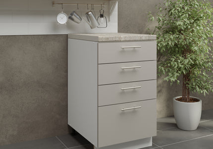JD Greta Kitchen Adjustable 500mm Drawer Cabinet - Cashmere Matt with Worktop