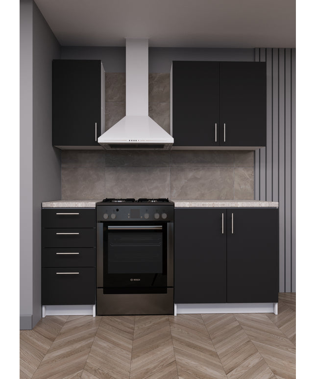 JD Greta Fixed Height 180cm 4 Piece Complete Kitchen - Dark Grey Matt With Worktops